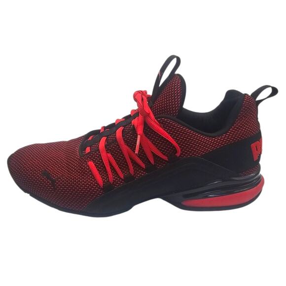 Puma Red & Black Axelion Mesh Wide Fit Sneaker - Picture 1 of 9